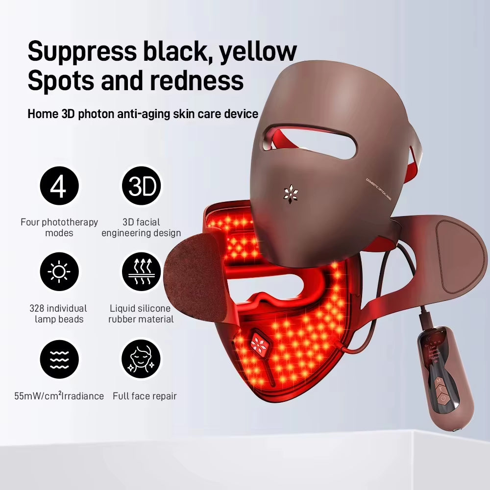 Máscara facial LED de silicona suave, 4 colores de luz