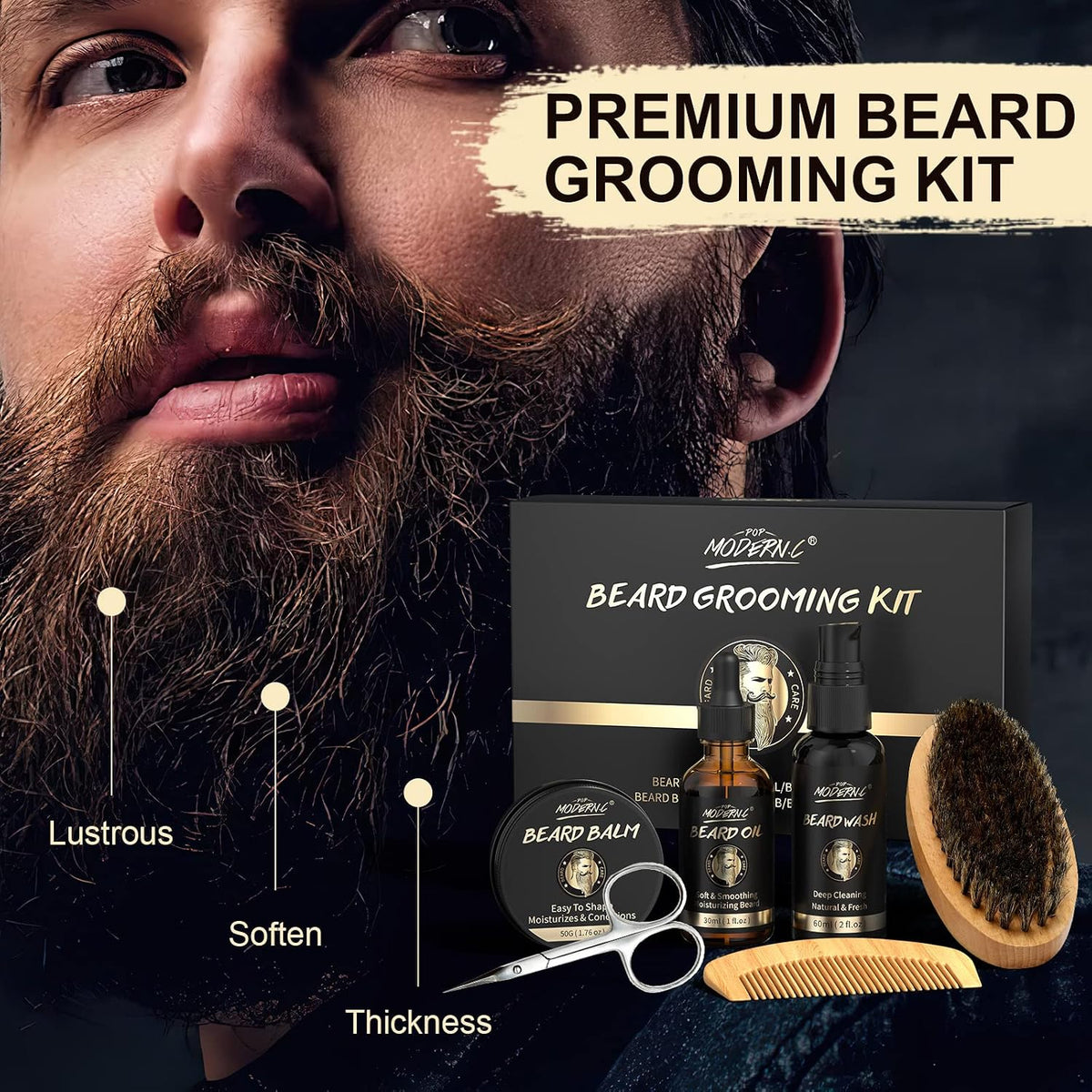 6-Piece Beard Kit with Oil, Wash and Balm