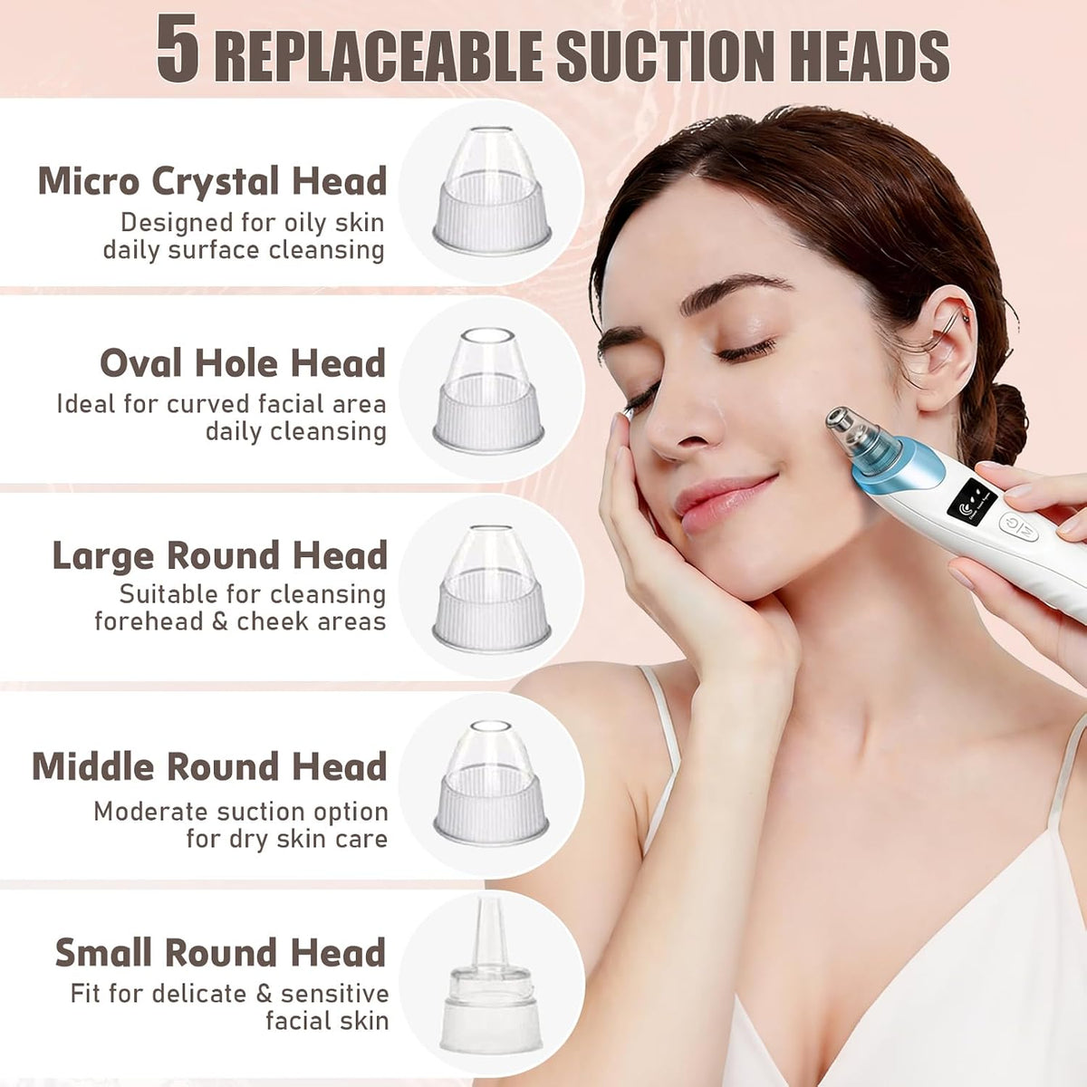 Facial Pore Vacuum with 5 Probes, Blue