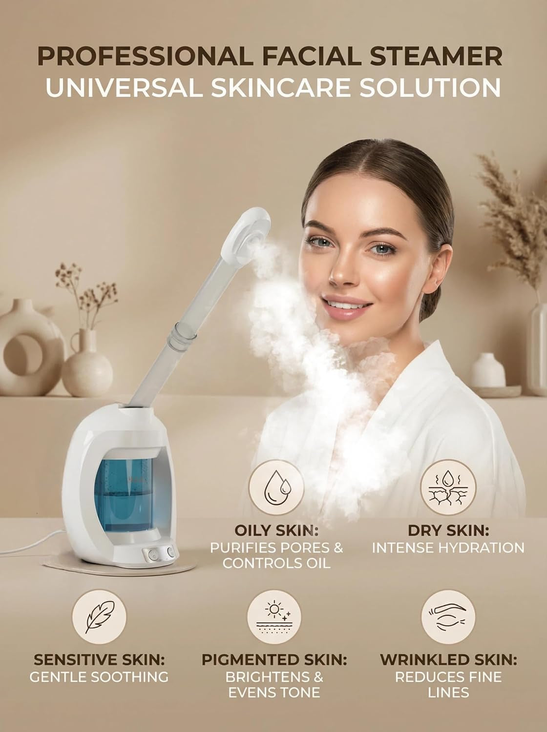 Nano-Ionic Facial Steamer with Ozone Light
