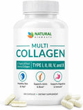 Multi Collagen 180 Protein Capsules - Type I, II, III, V, X Collagen Pills - Proprietary Blend of Eggshell, Chicken, Wild Fish & Grass-Fed Beef Collagen Peptides - 2025Mg per Serv