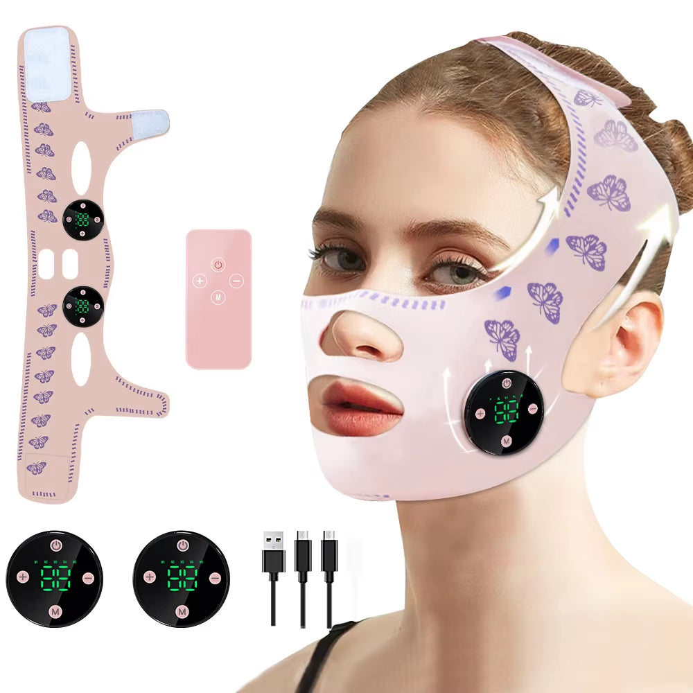 Correa de masaje facial EMS, carga USB