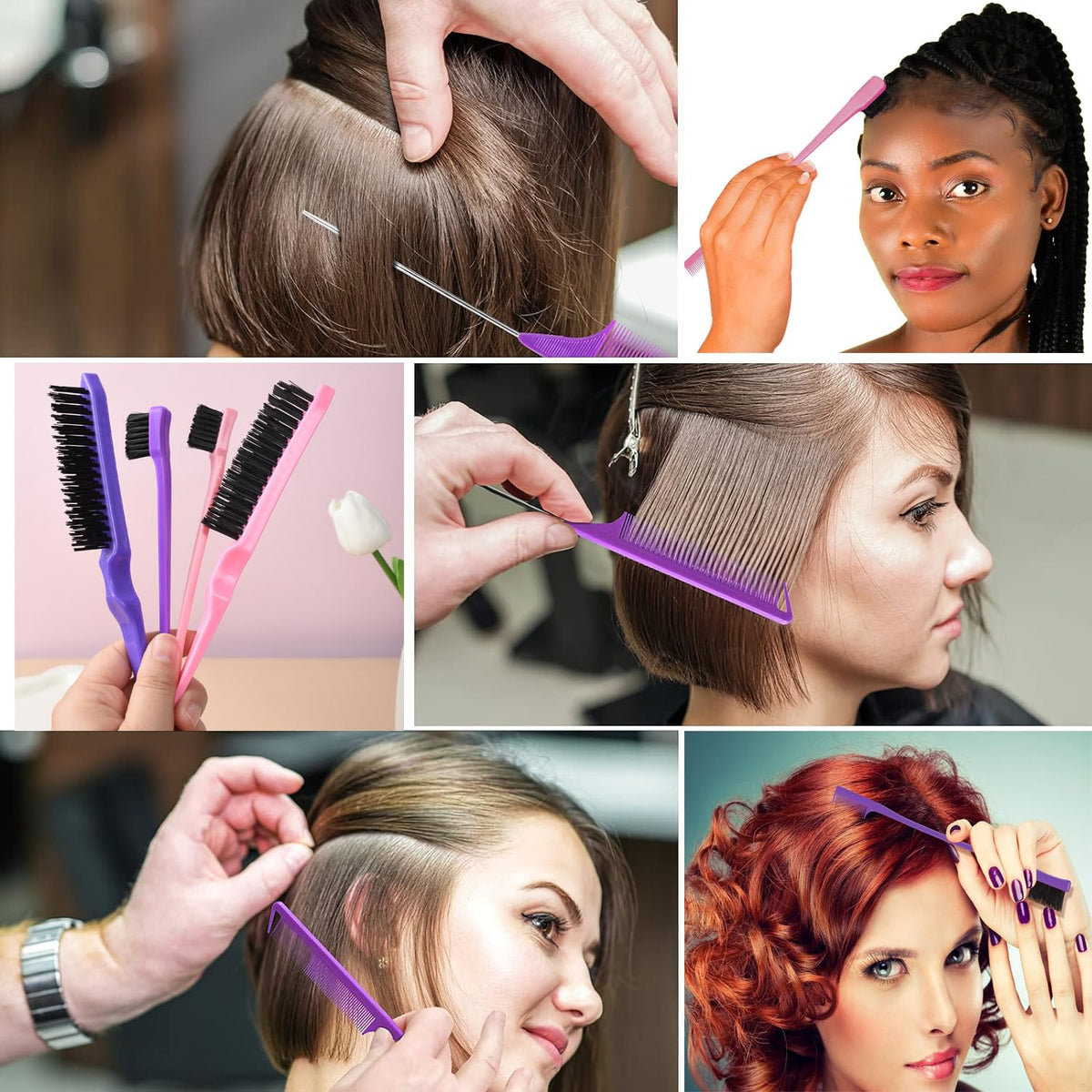 Set de 12 cepillos para el cabello con atomizador