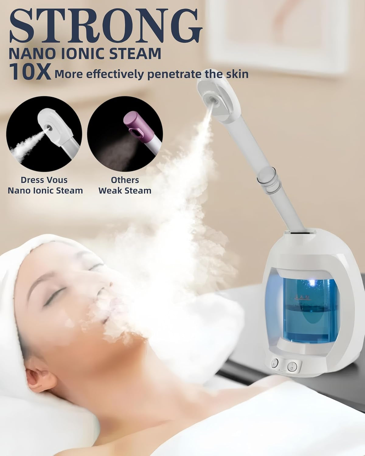 Nano-Ionic Facial Steamer with Ozone Light