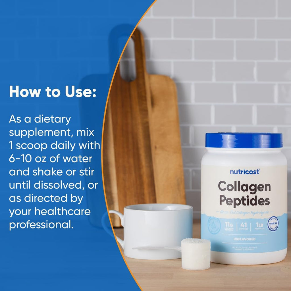 Collagen Peptides Powder 1LB (454 G), Grass Fed Bovine