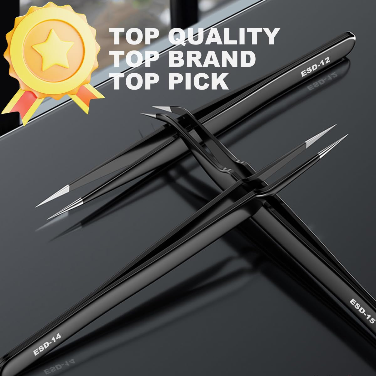 12-In-1 Precision Metal Tweezers Set with Leather Case