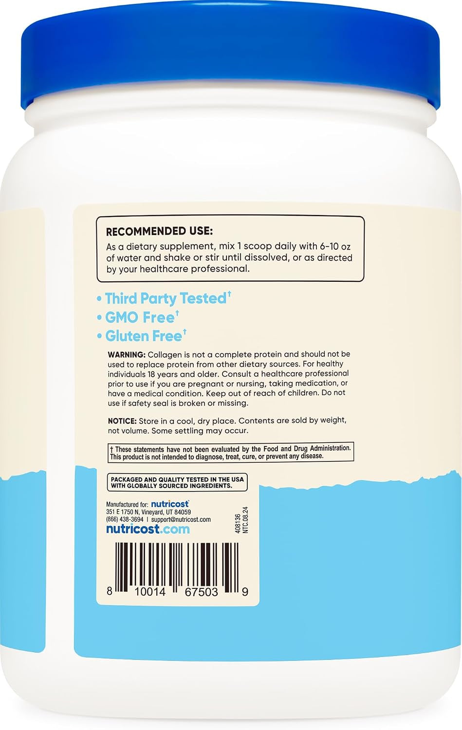 Collagen Peptides Powder 1LB (454 G), Grass Fed Bovine