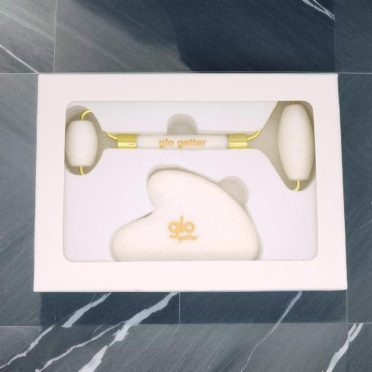 Jade Roller and Gua Sha Gift Set with Guide