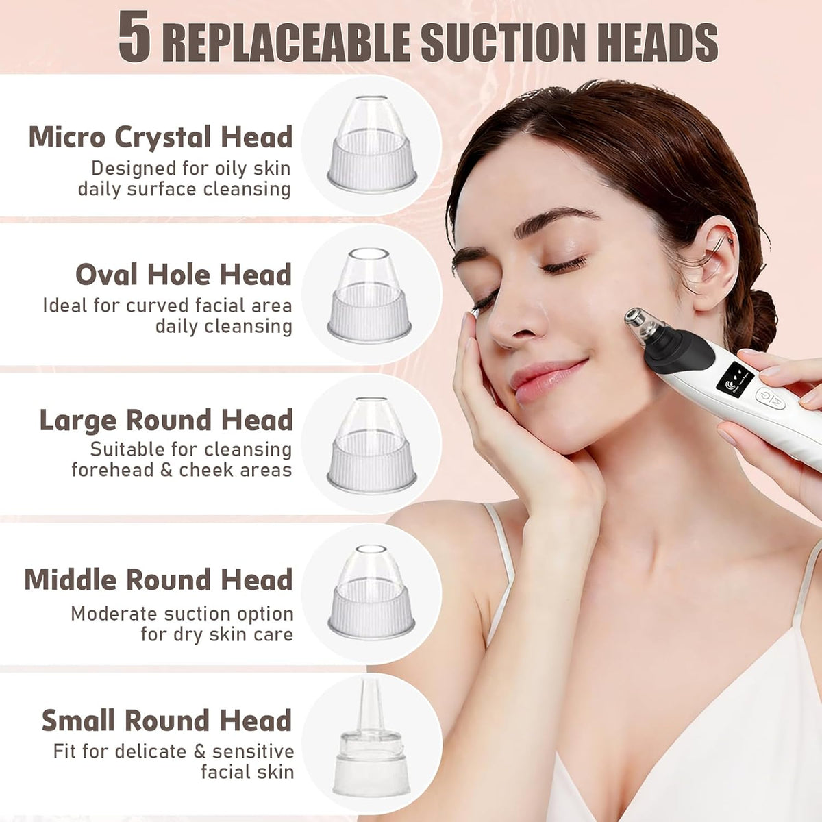 Facial Pore Vacuum with 5 Probes, Black