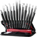 12-In-1 Precision Metal Tweezers Set with Leather Case