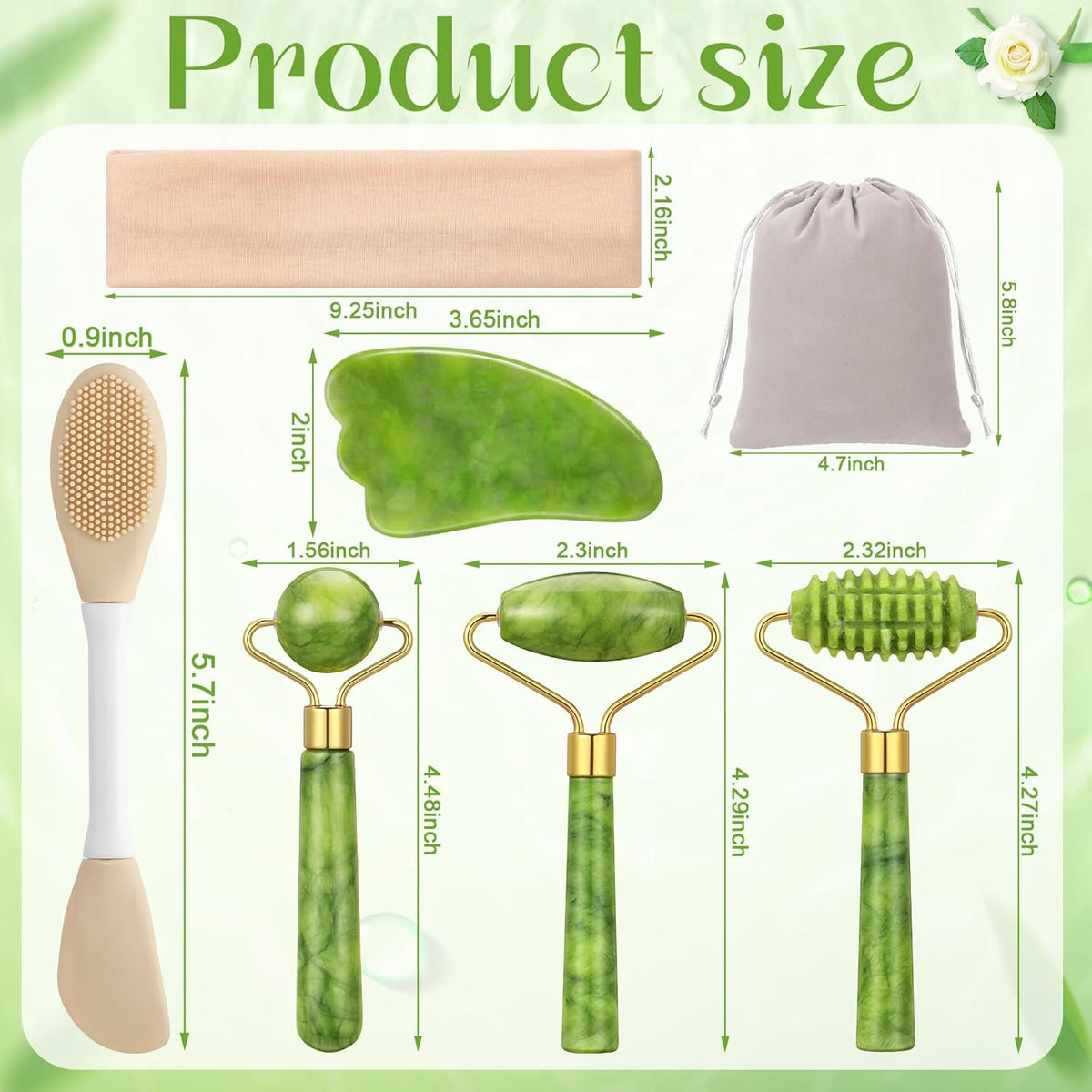 6-Piece Jade Roller and Gua Sha Set with Bag