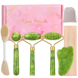 6-Piece Jade Roller and Gua Sha Set with Bag
