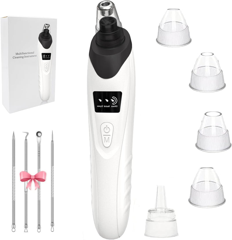 Aspirador de poros facial con 5 cabezales, negro