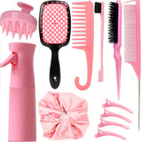 Set de 12 cepillos para el cabello con atomizador