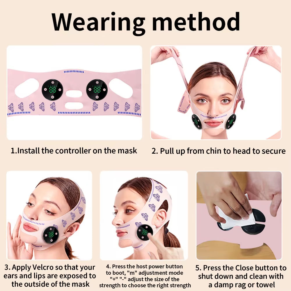 Correa de masaje facial EMS, carga USB