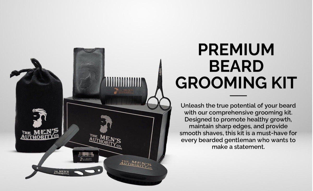Beard Grooming Kit with Boar Brush and Comb
